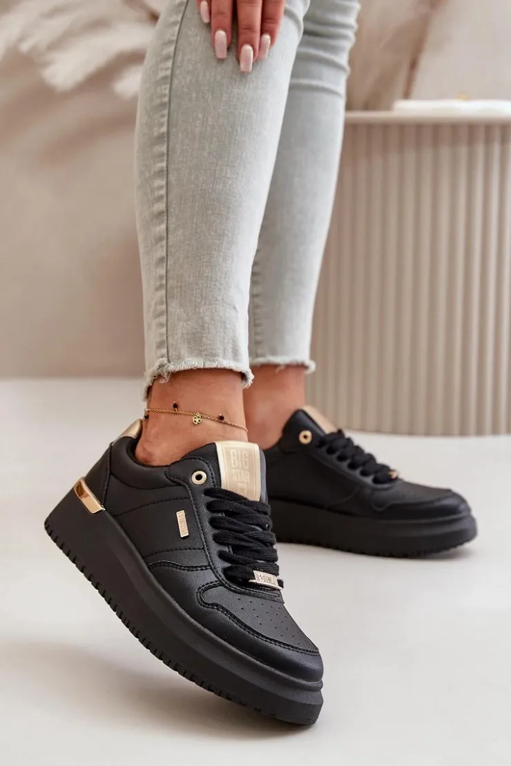 Damskie Big Star Shoes Sneakersy Damskie Na Platformie Big Star OO274758 HI-POLY SYSTEM Czarne