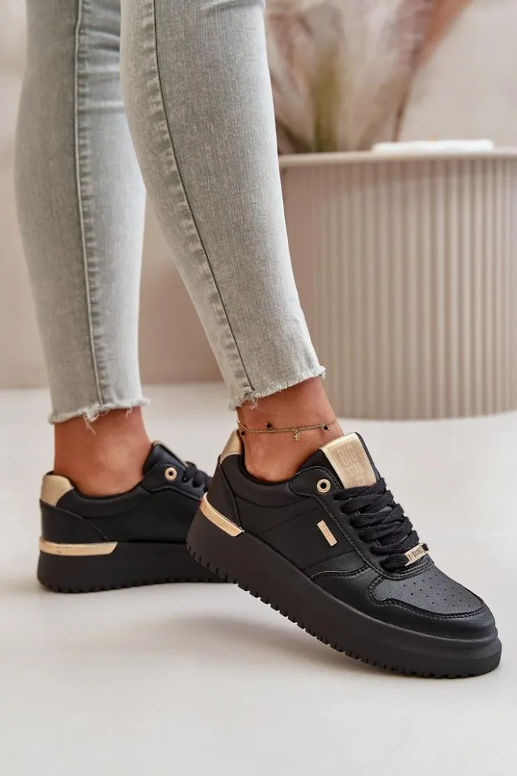 Damskie Big Star Shoes Sneakersy Damskie Na Platformie Big Star OO274758 HI-POLY SYSTEM Czarne