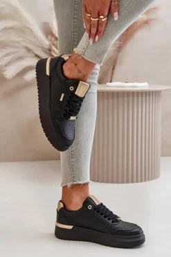 Damskie Big Star Shoes Sneakersy Damskie Na Platformie Big Star OO274758 HI-POLY SYSTEM Czarne