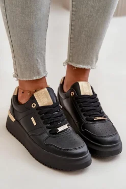 Damskie Big Star Shoes Sneakersy Damskie Na Platformie Big Star OO274758 HI-POLY SYSTEM Czarne