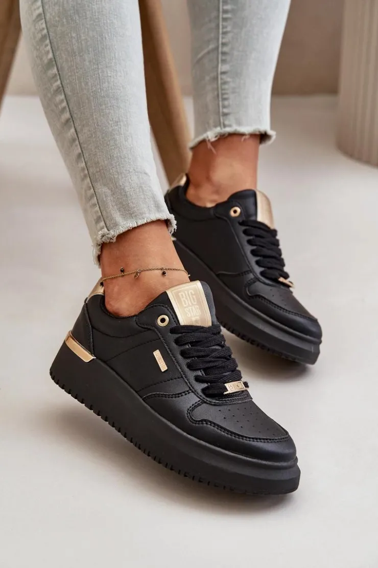 Damskie Big Star Shoes Sneakersy Damskie Na Platformie Big Star OO274758 HI-POLY SYSTEM Czarne