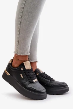 Damskie Big Star Shoes Sneakersy Damskie Na Platformie Big Star OO274758 HI-POLY SYSTEM Czarne