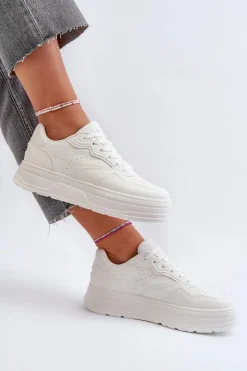 Damskie Evento Sneakersy Damskie Na Platformie Białe Axivana