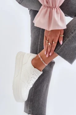 Damskie Evento Sneakersy Damskie Na Platformie Białe Axivana