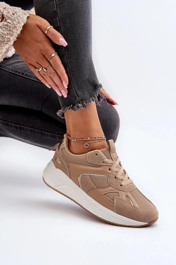 Boto Sneakersy Damskie Na Platformie Brązowe Lenivia