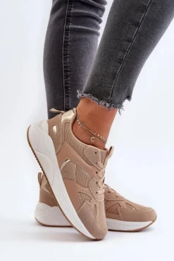 Boto Sneakersy Damskie Na Platformie Brązowe Lenivia