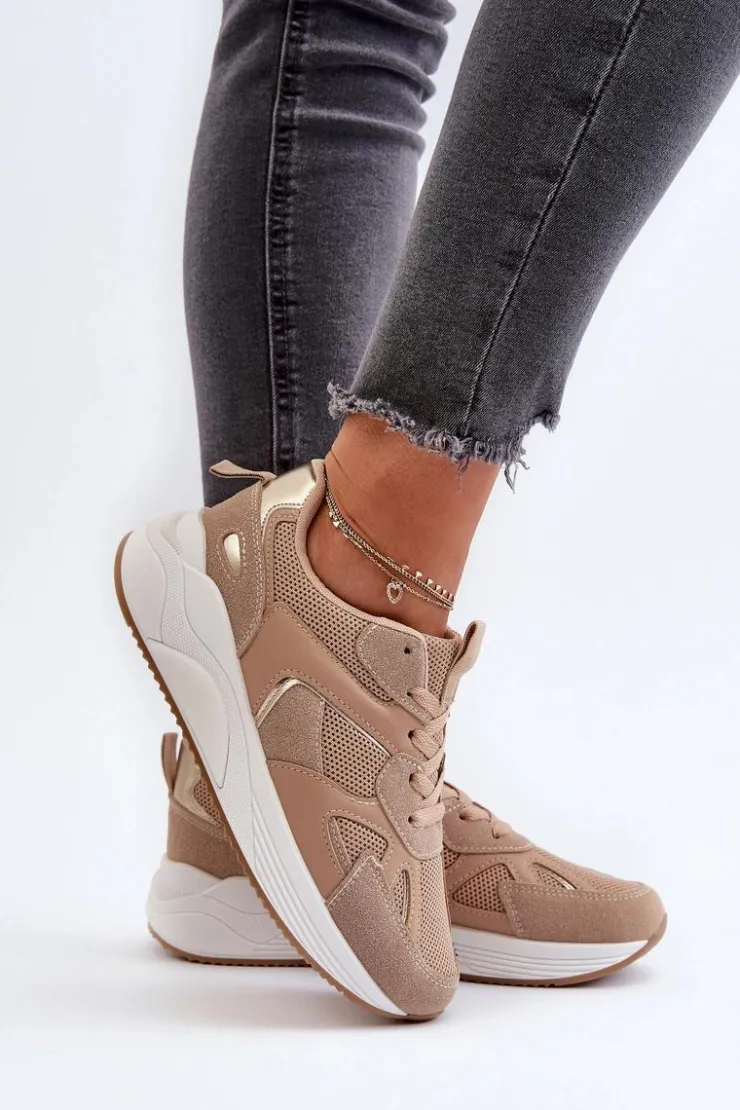 Boto Sneakersy Damskie Na Platformie Brązowe Lenivia