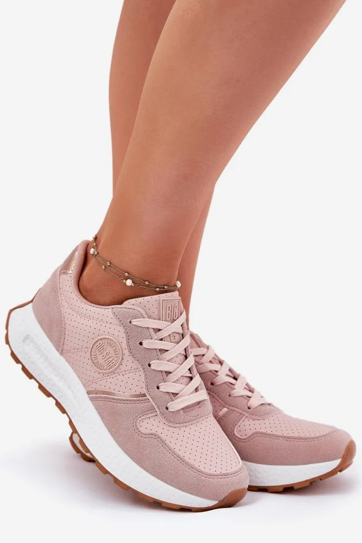 Big Star Shoes Buty Sportowe Na Platformie|Buty Sportowe Big Star*Sneakersy Damskie Na Platformie Big Star RR274489 Hi-Poly System Różowe