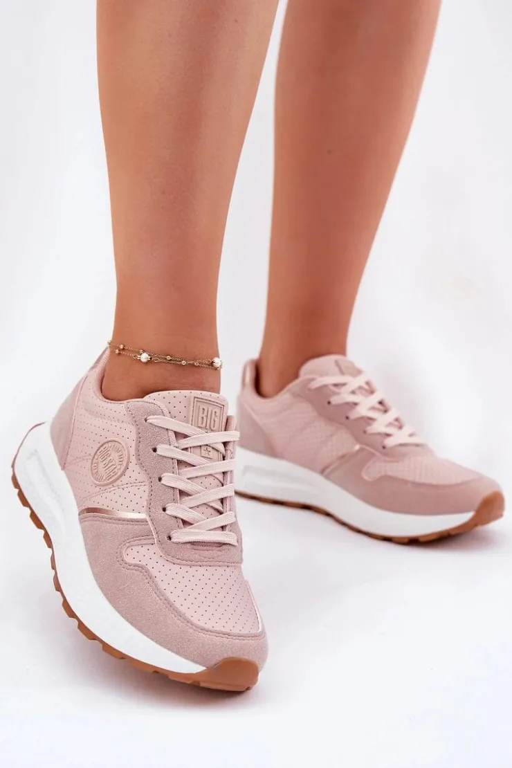 Big Star Shoes Buty Sportowe Na Platformie|Buty Sportowe Big Star*Sneakersy Damskie Na Platformie Big Star RR274489 Hi-Poly System Różowe