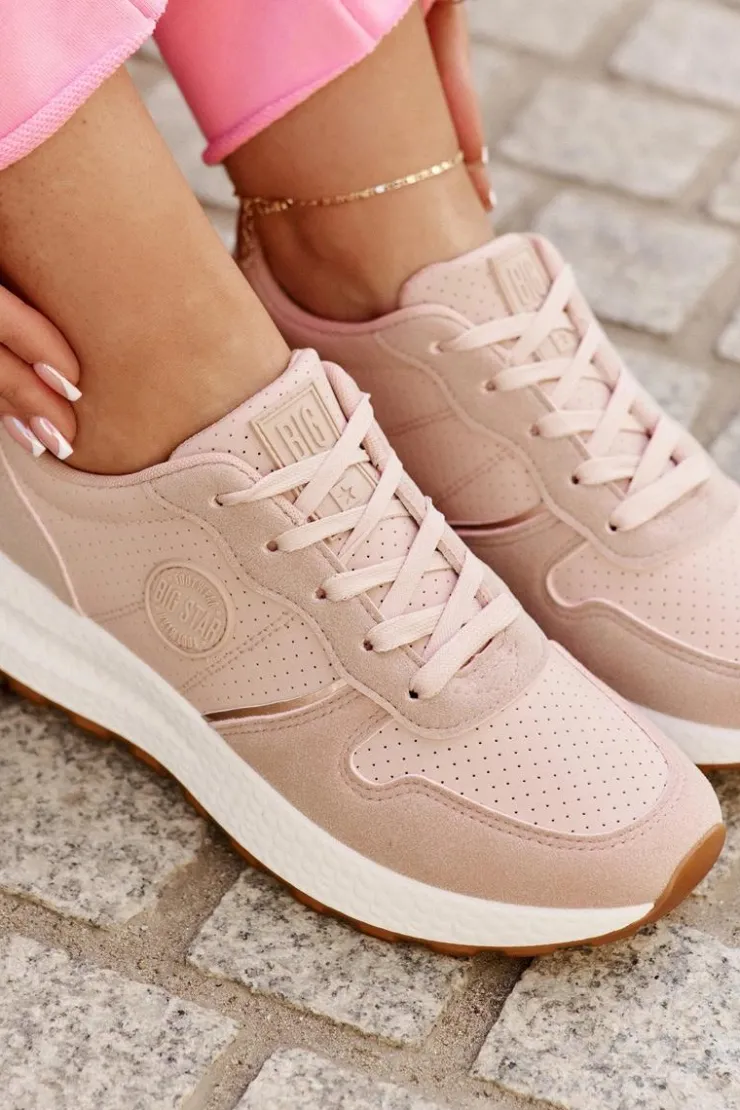 Big Star Shoes Buty Sportowe Na Platformie|Buty Sportowe Big Star*Sneakersy Damskie Na Platformie Big Star RR274489 Hi-Poly System Różowe