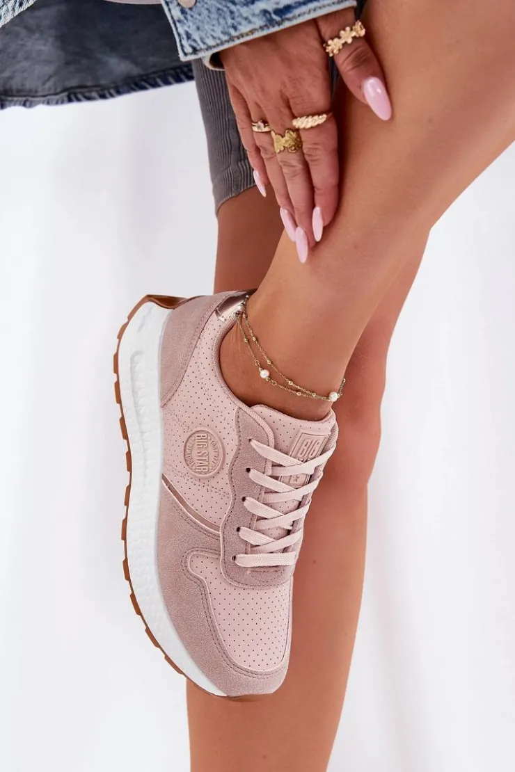 Big Star Shoes Buty Sportowe Na Platformie|Buty Sportowe Big Star*Sneakersy Damskie Na Platformie Big Star RR274489 Hi-Poly System Różowe