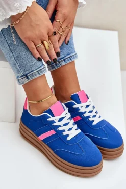 Damskie Boto Sneakersy Damskie Na Platformie Granatowe Dravinnia