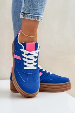 Damskie Boto Sneakersy Damskie Na Platformie Granatowe Dravinnia