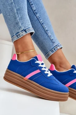 Damskie Boto Sneakersy Damskie Na Platformie Granatowe Dravinnia