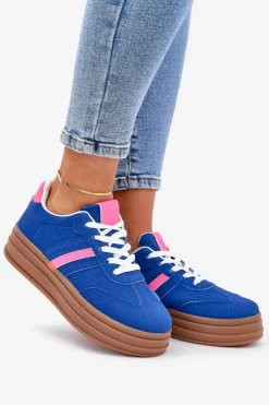 Damskie Boto Sneakersy Damskie Na Platformie Granatowe Dravinnia