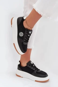 Online Big Star Shoes Sneakersy Damskie Na Platformie Big Star RR274573 HI-POLY SYSTEM Czarne Czarny