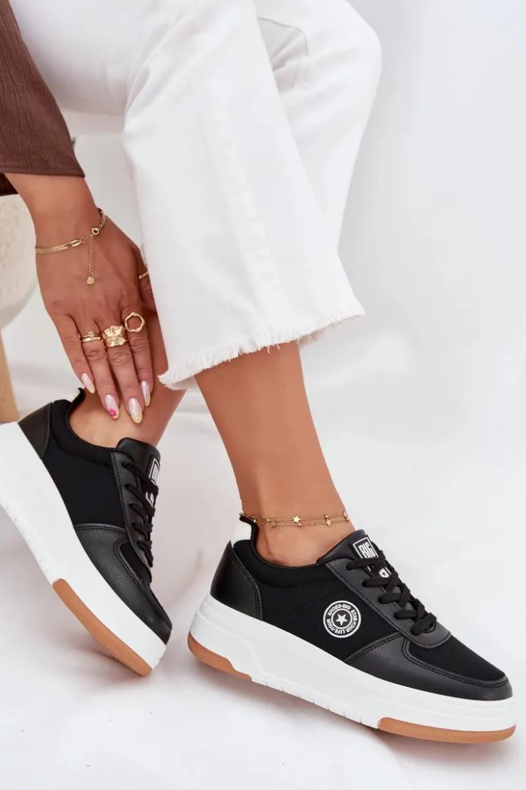 Online Big Star Shoes Sneakersy Damskie Na Platformie Big Star RR274573 HI-POLY SYSTEM Czarne Czarny