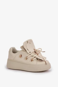 Boto Sneakersy Damskie*Sneakersy Damskie Na Platformie Beżowe Dolistana Beżowy