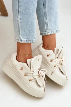 Boto Sneakersy Damskie*Sneakersy Damskie Na Platformie Beżowe Dolistana Beżowy