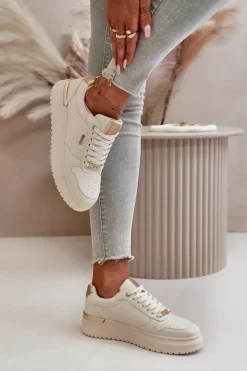 Big Star Shoes Buty Sportowe Big Star|Sneakersy Damskie*Sneakersy Damskie Na Platformie Big Star OO274757 HI-POLY SYSTEM Białe