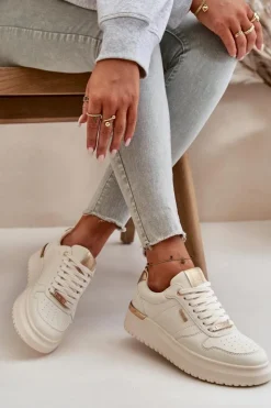 Big Star Shoes Buty Sportowe Big Star|Sneakersy Damskie*Sneakersy Damskie Na Platformie Big Star OO274757 HI-POLY SYSTEM Białe