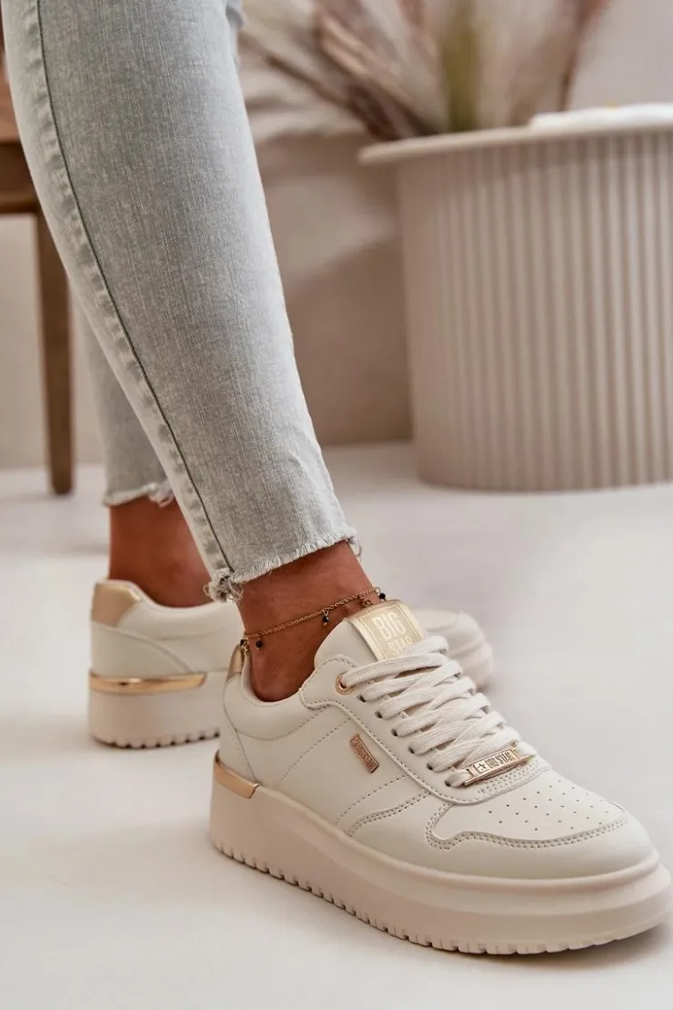 Big Star Shoes Buty Sportowe Big Star|Sneakersy Damskie*Sneakersy Damskie Na Platformie Big Star OO274757 HI-POLY SYSTEM Białe