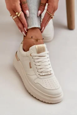 Big Star Shoes Buty Sportowe Big Star|Sneakersy Damskie*Sneakersy Damskie Na Platformie Big Star OO274757 HI-POLY SYSTEM Białe