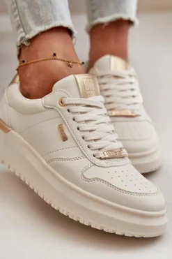 Big Star Shoes Buty Sportowe Big Star|Sneakersy Damskie*Sneakersy Damskie Na Platformie Big Star OO274757 HI-POLY SYSTEM Białe