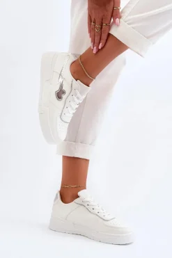 Boto Sneakersy Damskie*Sneakersy Damskie Na Platformie Białe Zeparine Biały