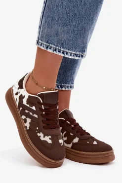 Boto Buty Sportowe Na Platformie|Sneakersy Damskie*Sneakersy Damskie Na Platformie W Łaty Brązowe Denissa Brązowy