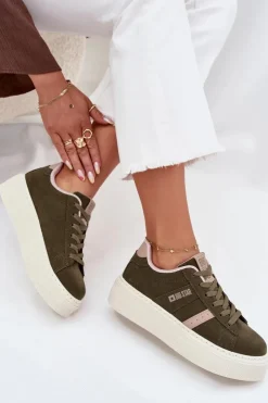 Damskie Big Star Shoes Sneakersy Damskie Na Platformie Big Star SS274349 Zielone