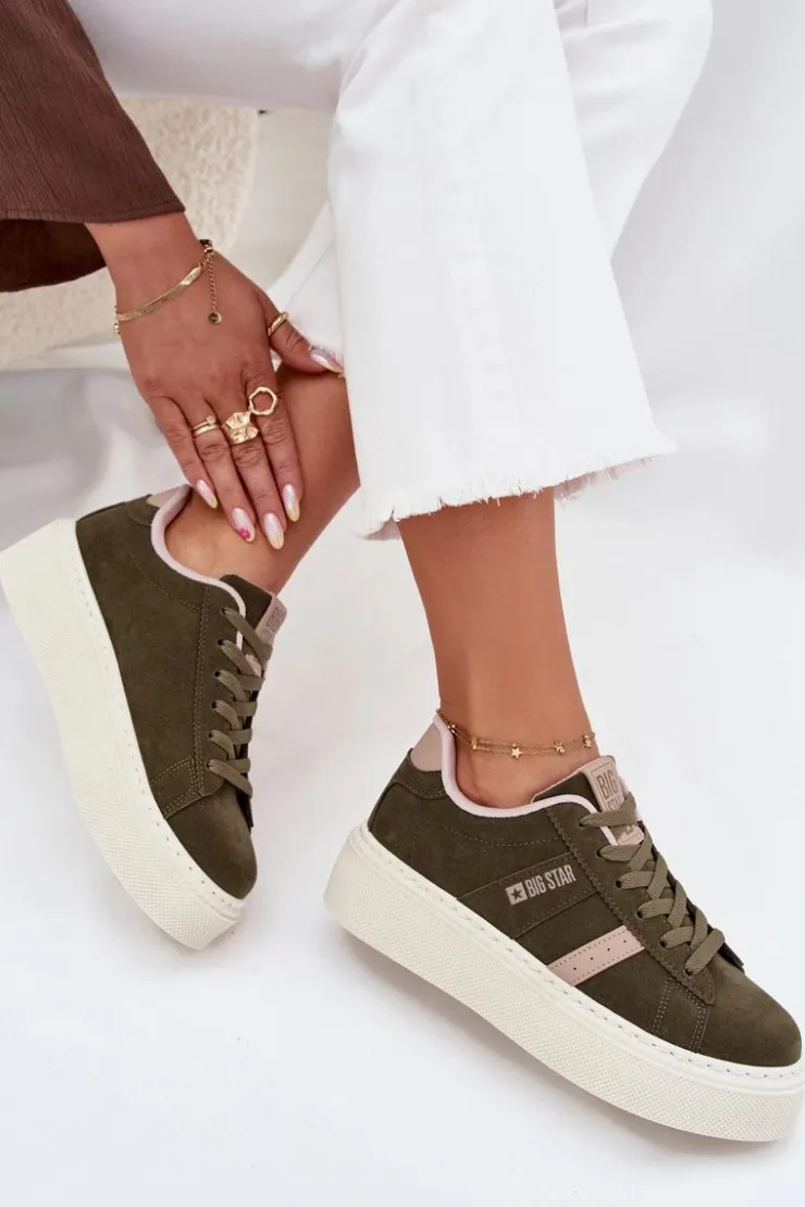 Damskie Big Star Shoes Sneakersy Damskie Na Platformie Big Star SS274349 Zielone