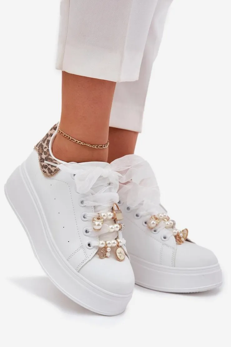 Boto Buty Sportowe Na Platformie|Sneakersy Damskie*Sneakersy Damskie Na Platformie Z Przypinkami Białe Panterka Ocerdia Biały