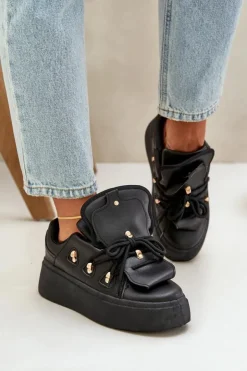 Damskie Boto Sneakersy Damskie Na Platformie Czarne Dolistana