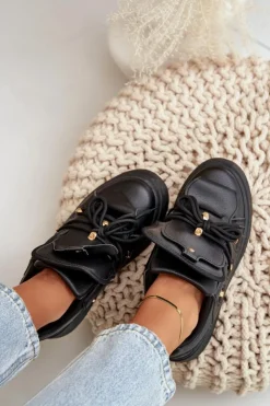 Damskie Boto Sneakersy Damskie Na Platformie Czarne Dolistana