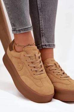 Damskie Big Star Shoes Sneakersy Damskie Na Platformie Big Star SS274762 Camel