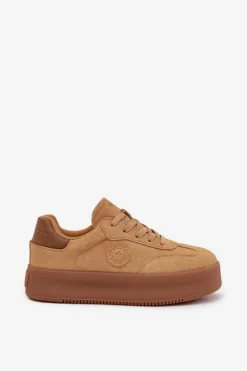 Damskie Big Star Shoes Sneakersy Damskie Na Platformie Big Star SS274762 Camel