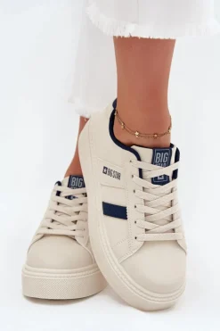 Big Star Shoes Buty Sportowe Big Star|Sneakersy Damskie*Sneakersy Damskie Na Platformie Big Star SS274347 Jasnobeżowe