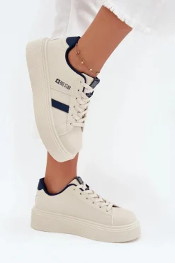 Big Star Shoes Buty Sportowe Big Star|Sneakersy Damskie*Sneakersy Damskie Na Platformie Big Star SS274347 Jasnobeżowe