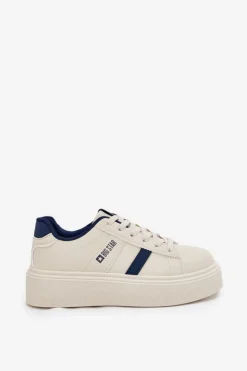 Big Star Shoes Buty Sportowe Big Star|Sneakersy Damskie*Sneakersy Damskie Na Platformie Big Star SS274347 Jasnobeżowe