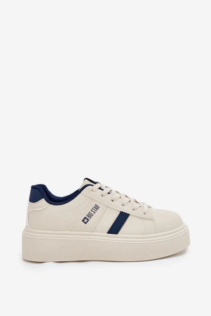Big Star Shoes Buty Sportowe Big Star|Sneakersy Damskie*Sneakersy Damskie Na Platformie Big Star SS274347 Jasnobeżowe