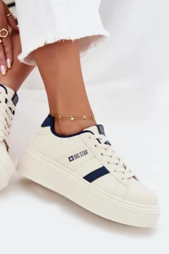 Big Star Shoes Buty Sportowe Big Star|Sneakersy Damskie*Sneakersy Damskie Na Platformie Big Star SS274347 Jasnobeżowe