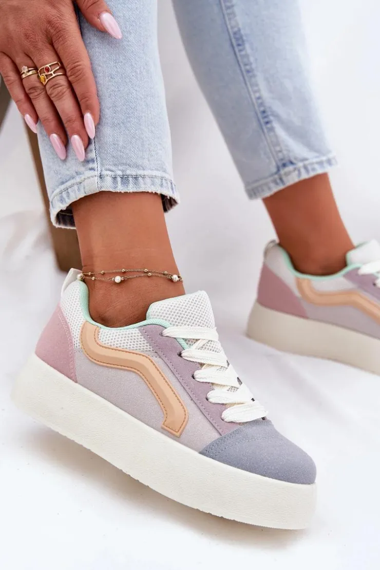 Clearance Boto Sneakersy Damskie Na Platformie Multikolor Tellnira Wielokolorowy