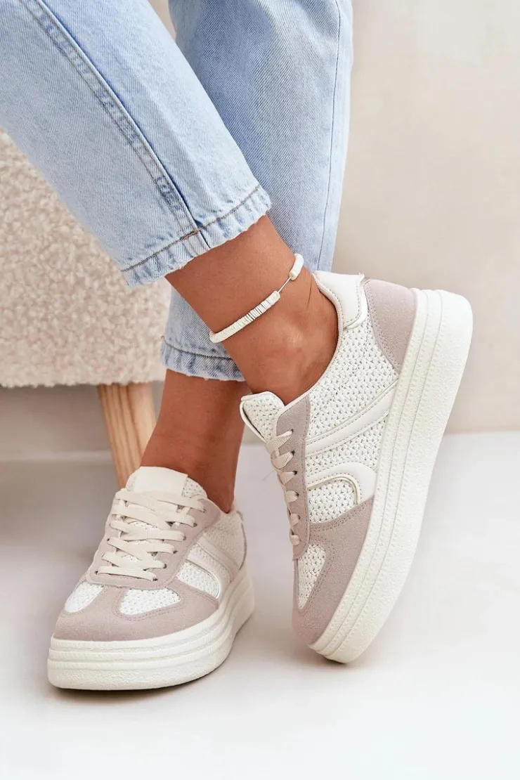 Boto Buty Sportowe Na Platformie|Sneakersy Damskie*Sneakersy Damskie Na Platformie Beżowe Lesida Beżowy