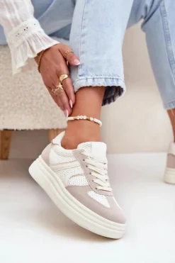 Boto Buty Sportowe Na Platformie|Sneakersy Damskie*Sneakersy Damskie Na Platformie Beżowe Lesida Beżowy