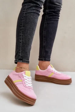 Hot Boto Sneakersy Damskie Na Platformie Różowe Dravinnia