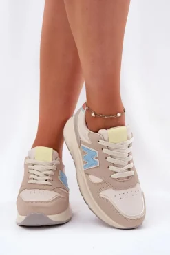 Damskie Evento Sneakersy Damskie Na Platformie Beżowe Tenanela