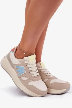 Damskie Evento Sneakersy Damskie Na Platformie Beżowe Tenanela