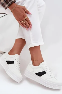 Damskie Evento Sneakersy Damskie Na Platformie Białe Elvessia