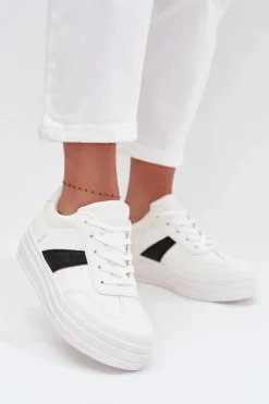 Damskie Evento Sneakersy Damskie Na Platformie Białe Elvessia